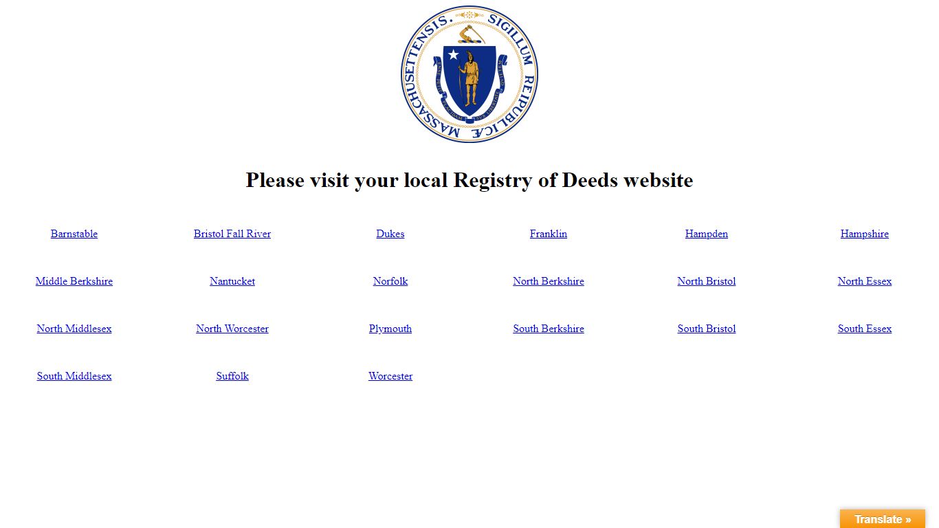 Massachusetts Registry of Deeds