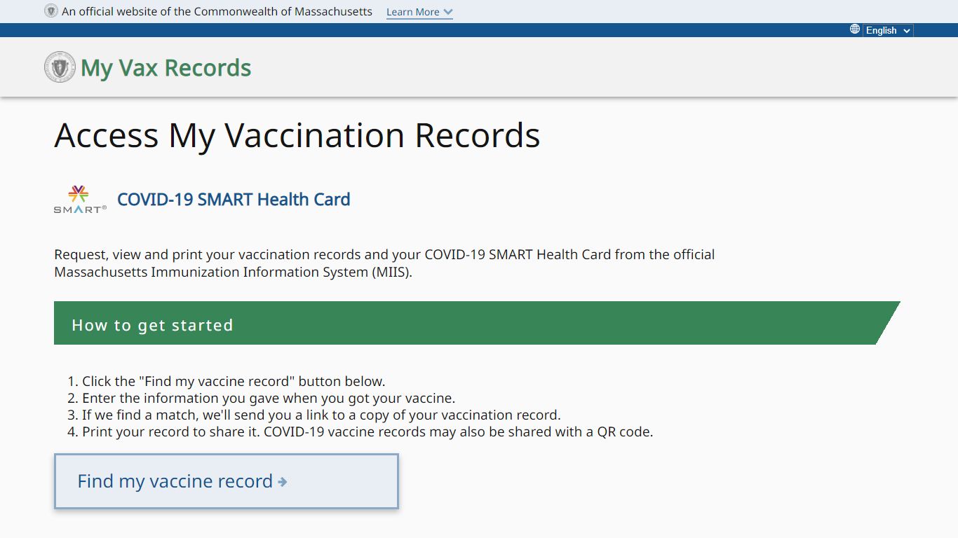 Access My Immunization Records - Massachusetts